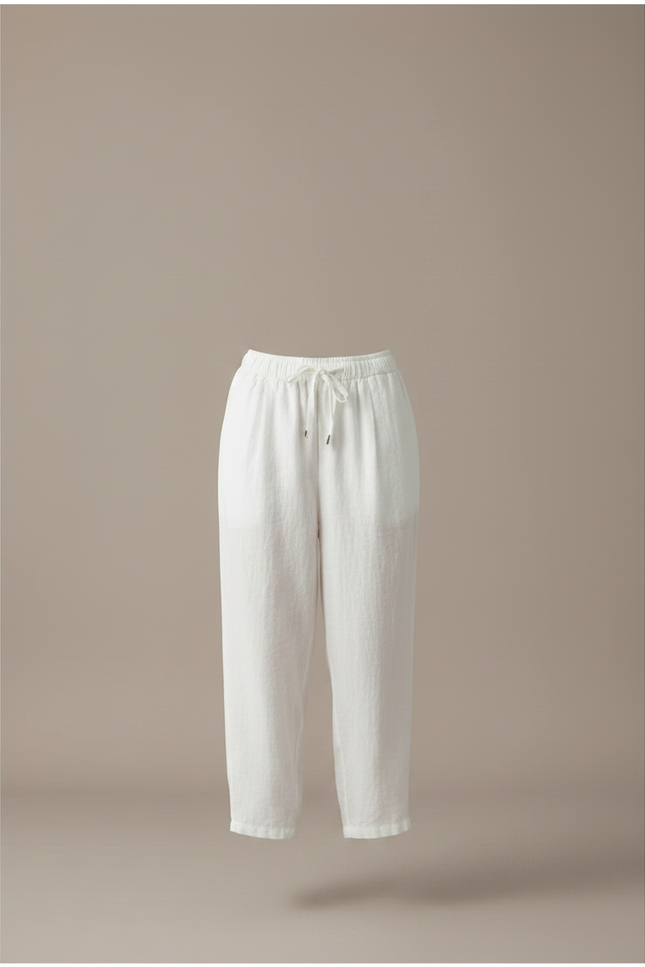Pantalon Parachute Blanc Lin Ample Décontracté Femme - vue 3
