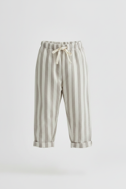 Pantalon Parachute Beige Rayé Coton Ample Enfant - Molleton - vue 3