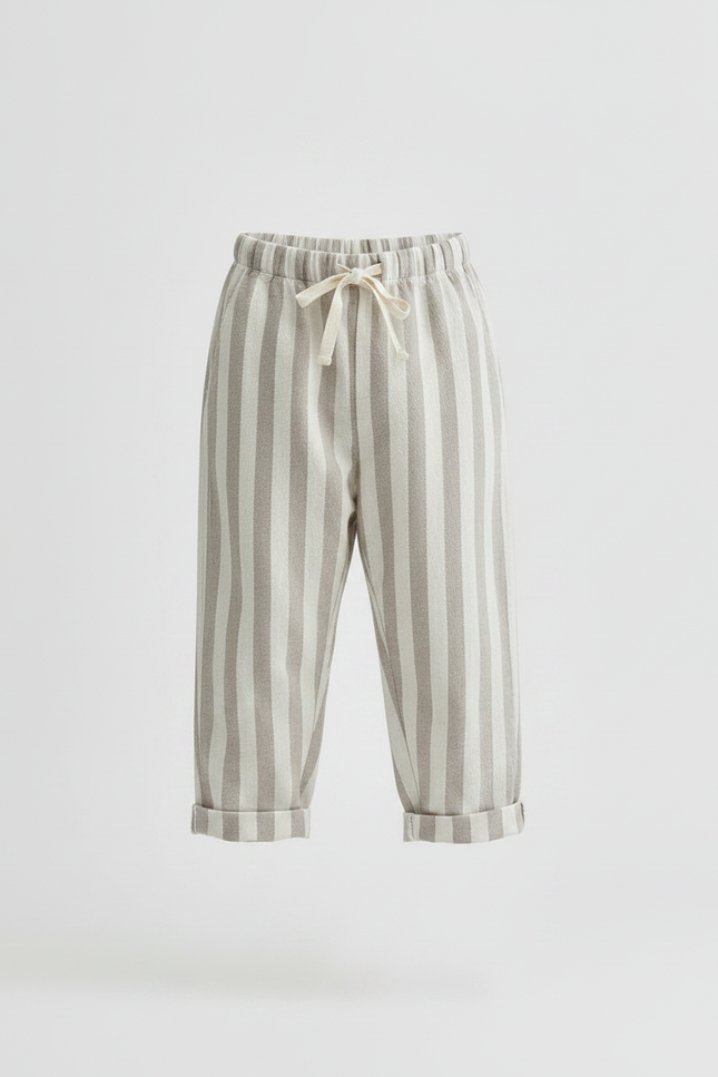 Pantalon Parachute Beige Rayé Coton Ample Enfant - Molleton - vue 3