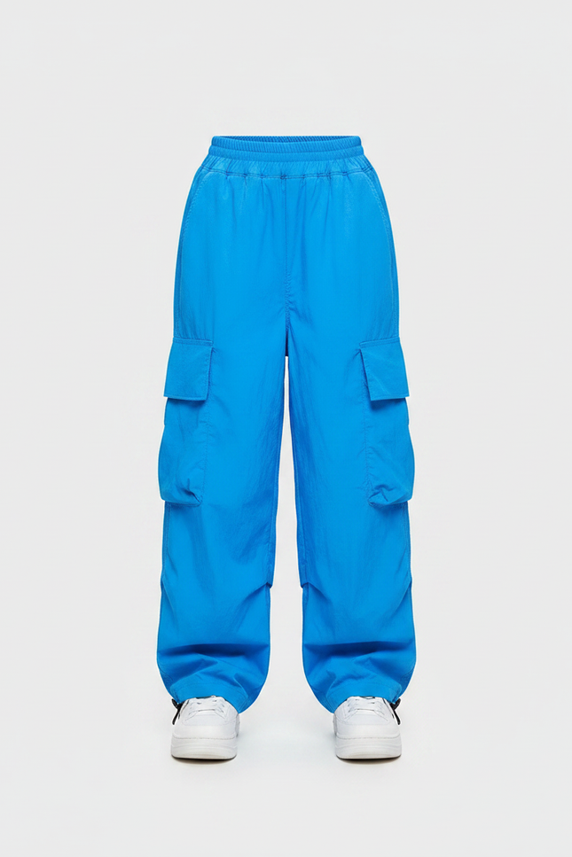 Pantalon Parachute Bleu Cargo Ample Fille Décontracté - Polyester - vue 3