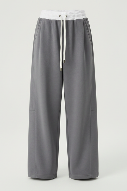 Pantalon Parachute Fille Gris Baggy Streetwear - Molleton - vue 3