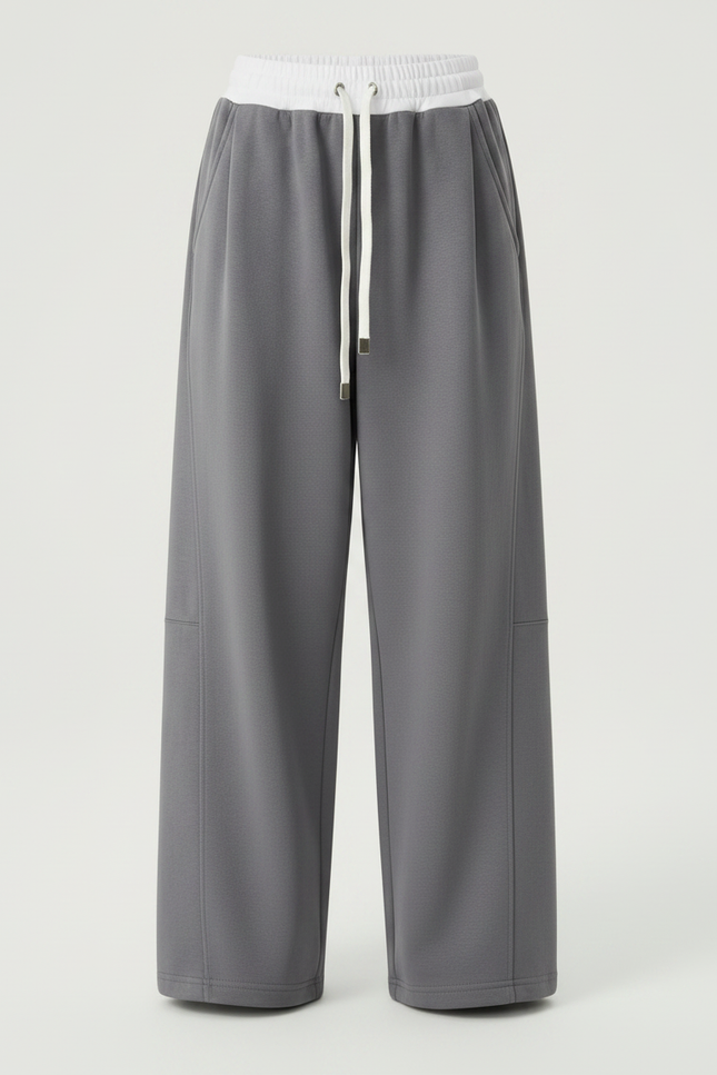 Pantalon Parachute Fille Gris Baggy Streetwear - Molleton - vue 3