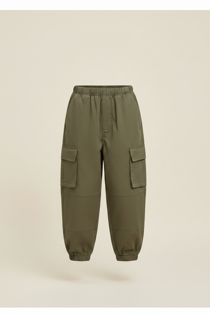 Pantalon Parachute Kaki Noir Ample Cargo Garçon Moderne - Toile - vue 3