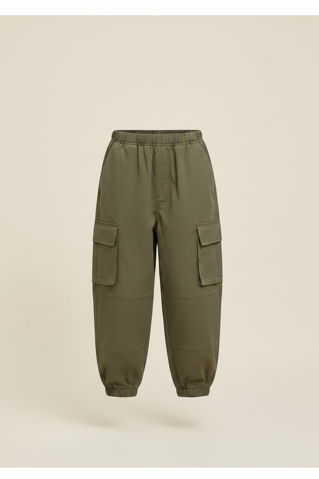 Pantalon Parachute Kaki Noir Ample Cargo Garçon Moderne - Toile - vue 3