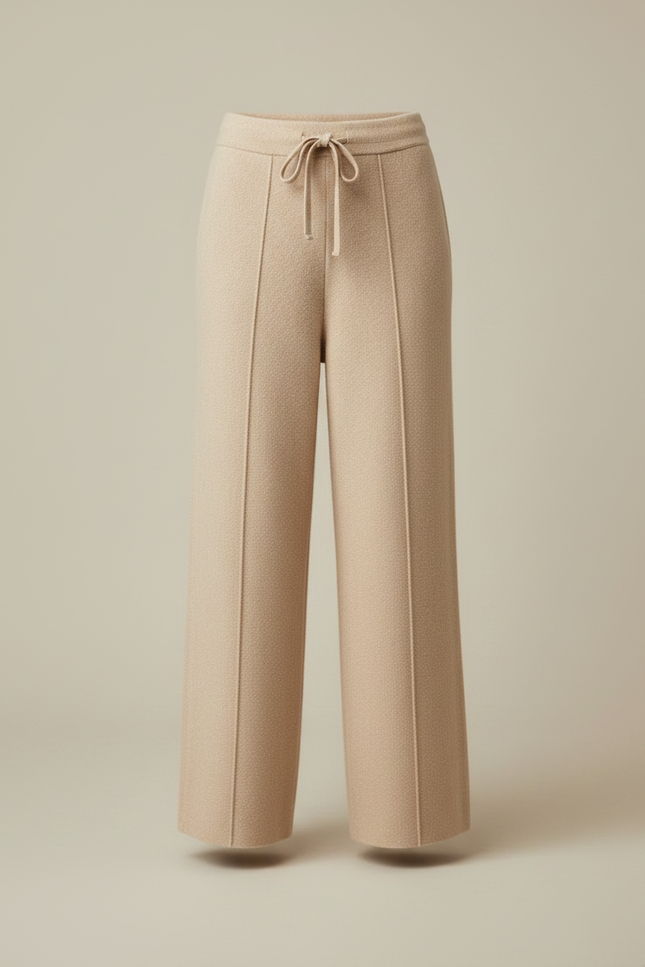 Pantalon Parachute Femme Beige Large 2 - Laine - vue 3