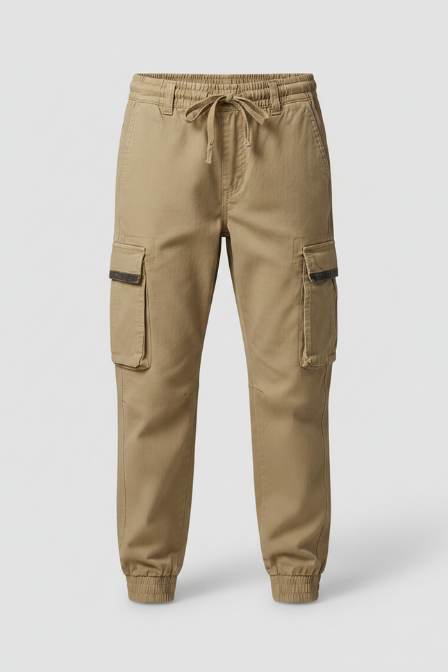Pantalon Parachute Kaki Cargo Coton Confortable Ample - vue 3