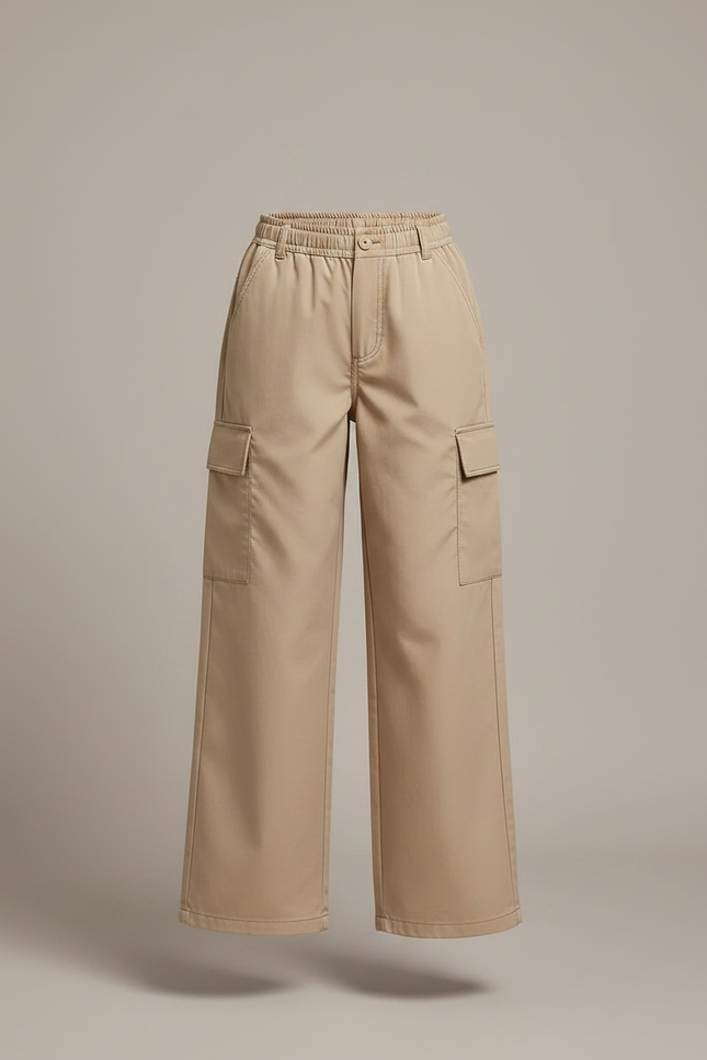 Pantalon Parachute Beige Cargo Ample Décontracté Fille - Coton - vue 3