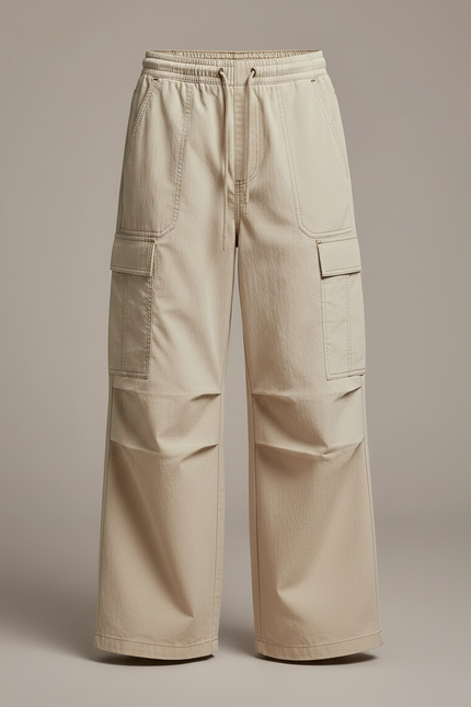 Pantalon Parachute Beige Ample Enfant Décontracté Coton - vue 3