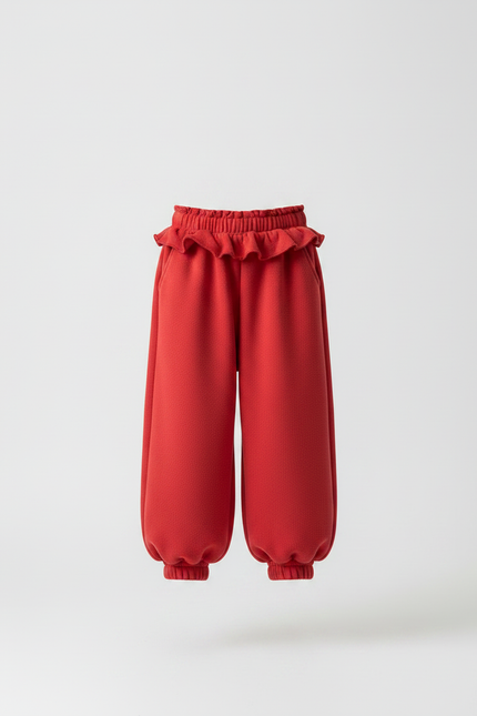 Pantalon Parachute Rouge Molletonné Ample Enfant - vue 3