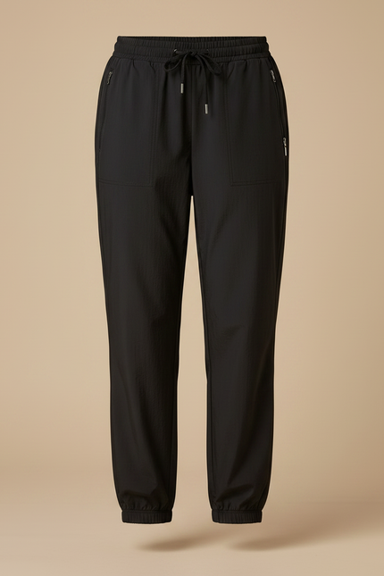 Pantalon Parachute Noir Fluide Décontracté Cordon - Polyester - vue 3