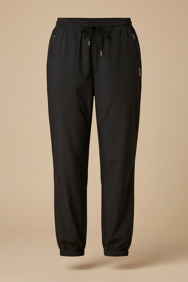 Pantalon Parachute Noir Fluide Décontracté Cordon - Polyester - vue 3