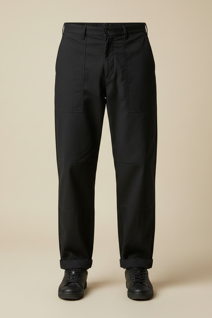 Pantalon Parachute Noir Ample Coton Cargo Homme - vue 3