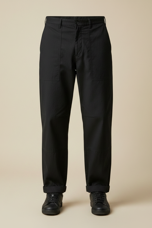 Pantalon Parachute Noir Ample Coton Cargo Homme - vue 3