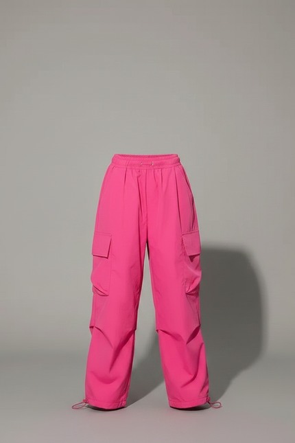 Pantalon Parachute Rose Vif Cargo Ample Enfant - Polyester - vue 3
