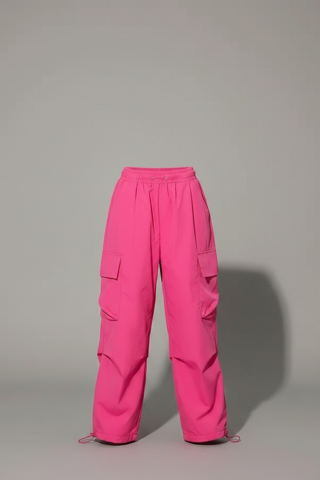 Pantalon Parachute Rose Vif Cargo Ample Enfant - Polyester - vue 3