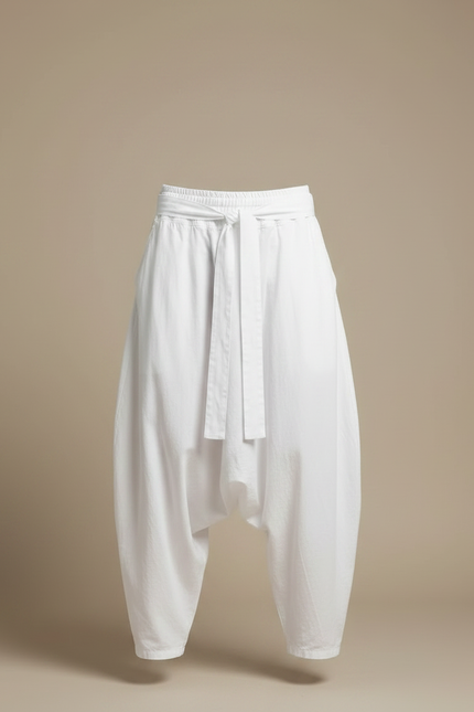 Pantalon Parachute Blanc Ample Coton Décontracté Homme - vue 3