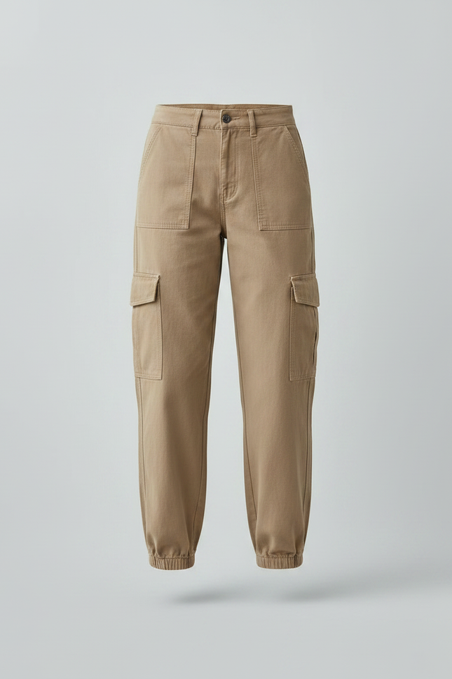 Pantalon Parachute Beige Cargo Ample Cordon Fluide - Toile - vue 3